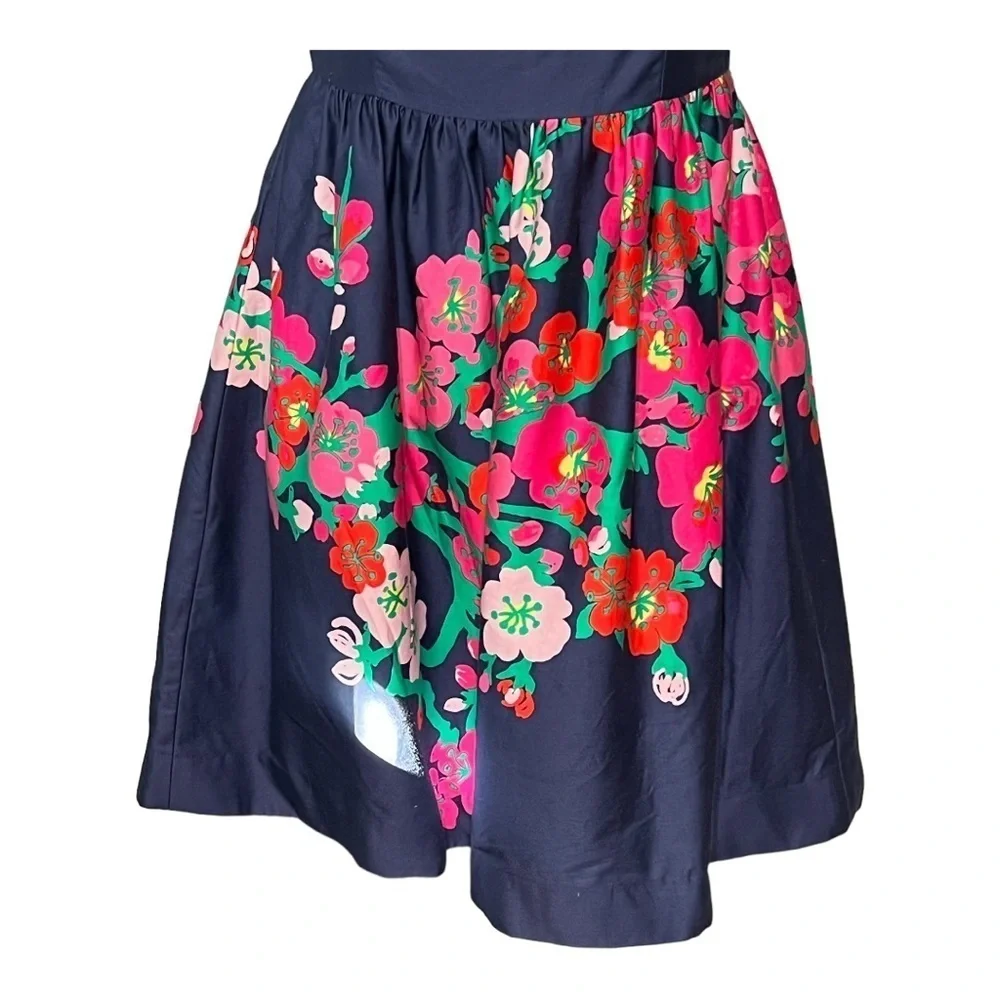 Lilly Pulitzer Lottie Strapless Mini Dress 00 Navy Sateen Floral Corset Cotton - Picture 6 of 6